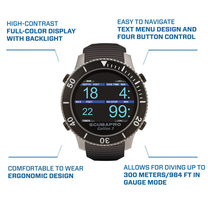 GALILEO 3 (G3) WRIST DIVE COMPUTER W/ TRANSMITTER SMART + PRO