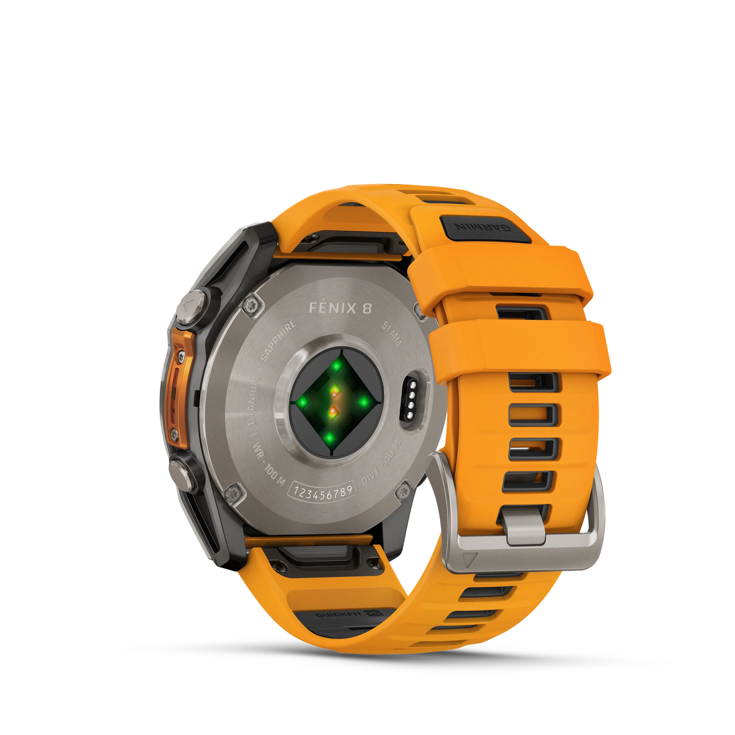 fēnix® 8 – 51 mm, AMOLED Sapphire, Titanium with Spark Orange/Graphite Silicone Band