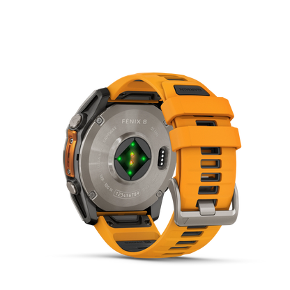 fēnix® 8 – 51 mm, AMOLED Sapphire, Titanium with Spark Orange/Graphite Silicone Band