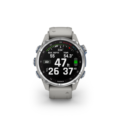 Descent™ Mk3 – 43 mm Stainless Steel with Fog Gray Silicone Band