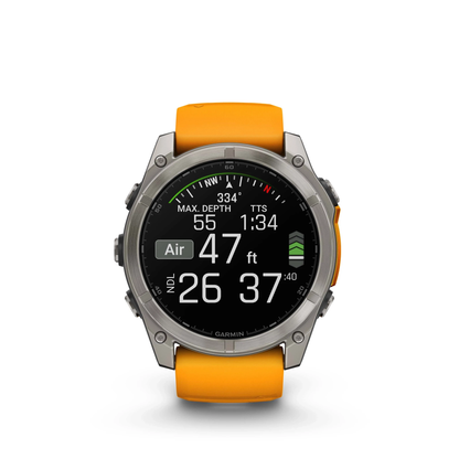 fēnix® 8 – 51 mm, AMOLED Sapphire, Titanium with Spark Orange/Graphite Silicone Band