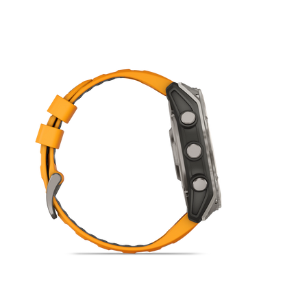 fēnix® 8 – 51 mm, AMOLED Sapphire, Titanium with Spark Orange/Graphite Silicone Band